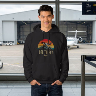 Vintage Aeroplane Retro Sunset Mountains Pilot Dad Hoodie