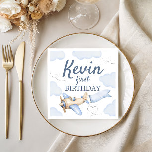 Vintage Aeroplane Sky Birthday Party Napkins