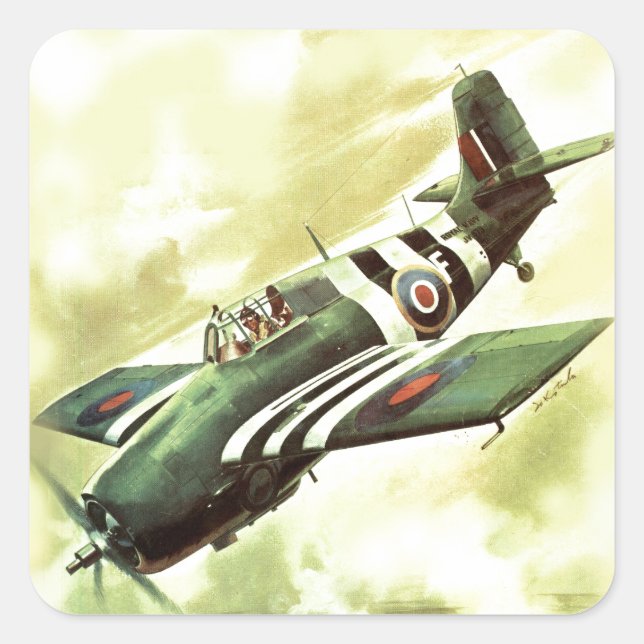 Vintage Aeroplane Square Sticker (Front)