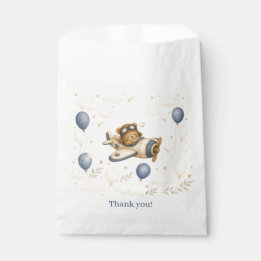 Vintage Aeroplane Teddy Bear Baby Shower Thank You Favour Bag