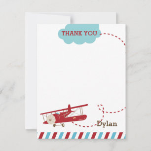 Vintage Aeroplane Thank You Card - Plane Aeroplane