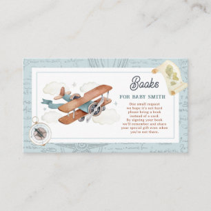 Vintage Aeroplane Travel Baby Shower Book Request Enclosure Card