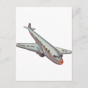 Vintage Aeroplane Valentine Holiday Postcard