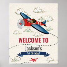 Vintage Aeroplane Welcome Party Sign