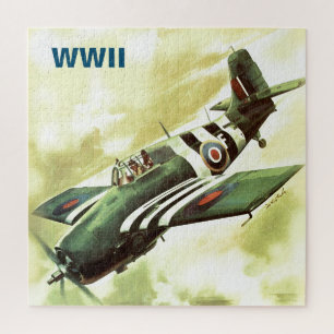 Vintage Aeroplane WWII World War 2 Art Painting Jigsaw Puzzle