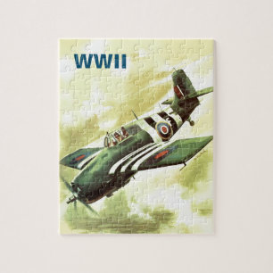 Vintage Aeroplane WWII World War 2 Art Painting Jigsaw Puzzle