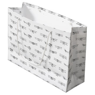 Vintage Aeroplanes Aviation Themed CUSTOM COLOR Large Gift Bag