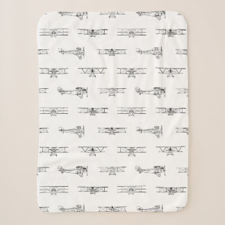 Vintage Aeroplanes Aviation Themed CUSTOM COLOR Sherpa Blanket