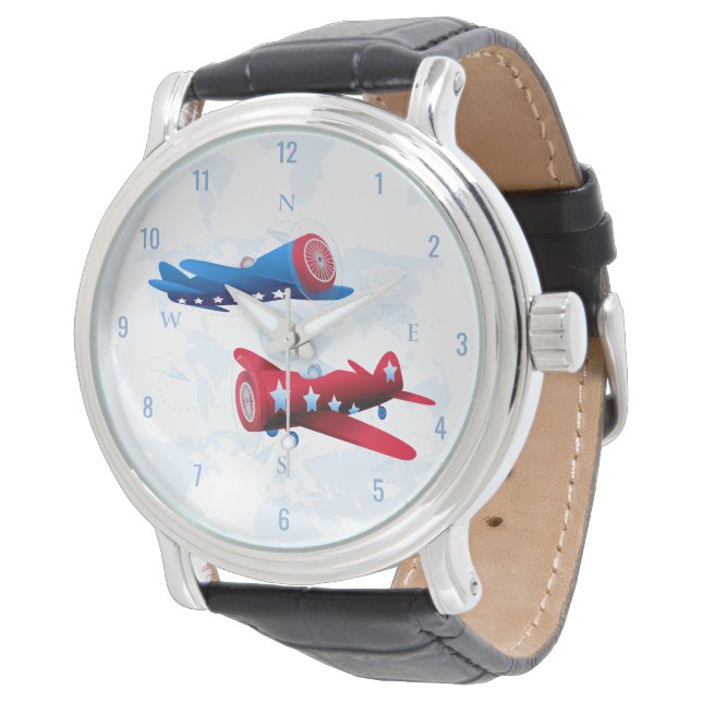Vintage Aeroplanes Aviator Watch (Angled)