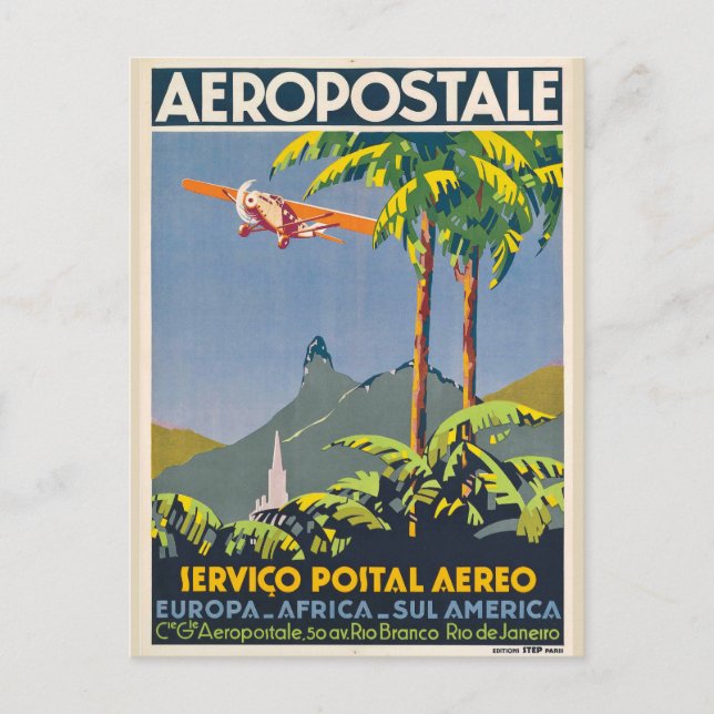 Vintage Aeropostale Travel Postcard (Front)