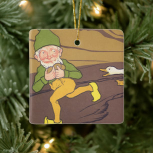 Vintage Aesop Fable Goose that Laid the Golden Egg Ceramic Tree Decoration