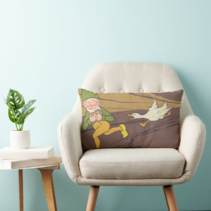 Vintage Aesop Fable Goose that Laid the Golden Egg Lumbar Cushion