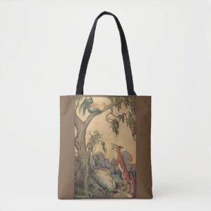 Vintage Aesop's Fables, Fox, Rooster and the Dog Tote Bag
