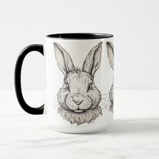 Vintage Aesthetic Bunny Illustration  Mug (Left)