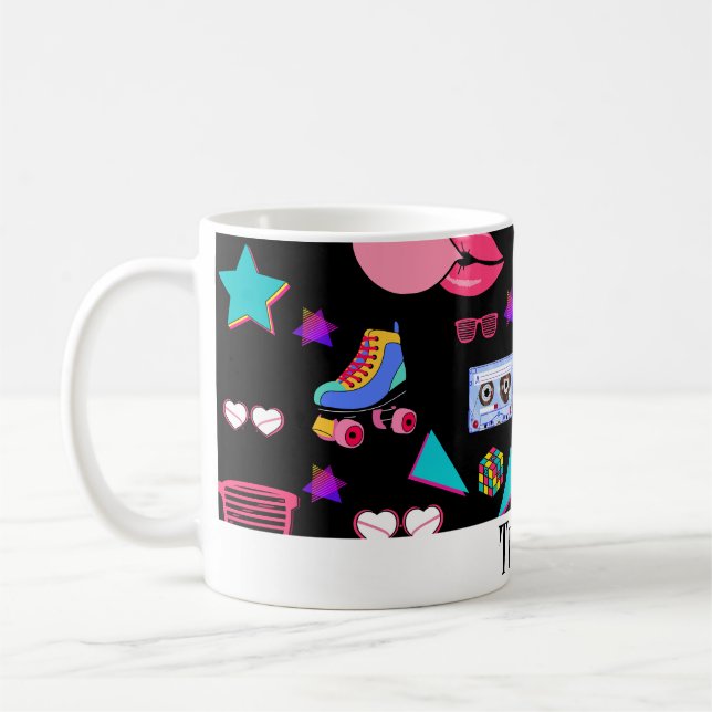 Vintage Aesthetic Pop Culture Design Coffee Mug (Left)