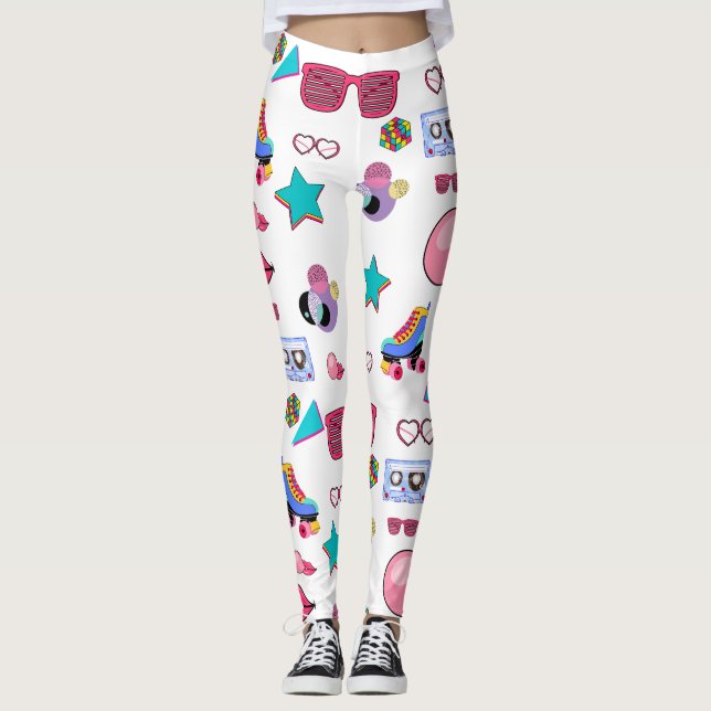 Vintage Aesthetic Pop Culture Design Leggings (Front)