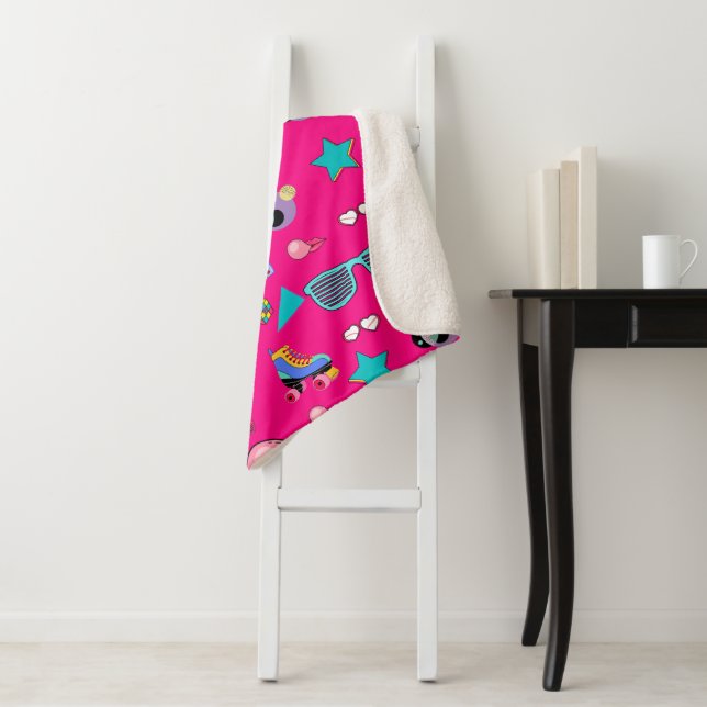 Vintage Aesthetic Pop Culture Design Sherpa Blanket (In Situ)