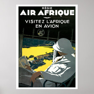 Vintage Africa Airline Travel Poster