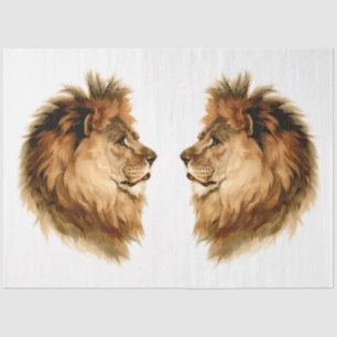 Vintage Africa Wild Animal Lion w Mane Decoupage Tissue Paper