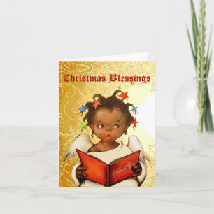 Vintage African American Angel Christmas Card