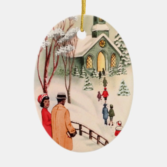 Vintage African American Christmas Ornament (Front)