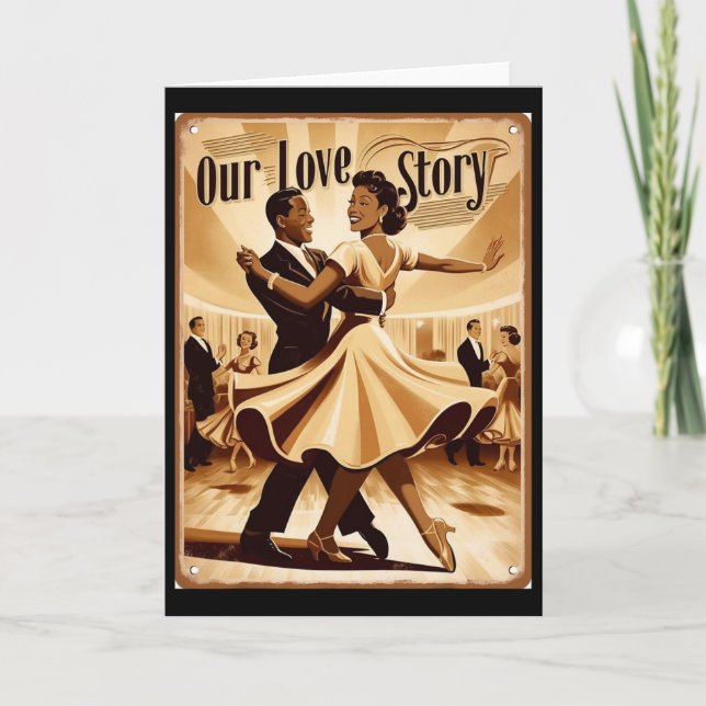 Vintage African American Couple Dancing Valentine  Card (Front)