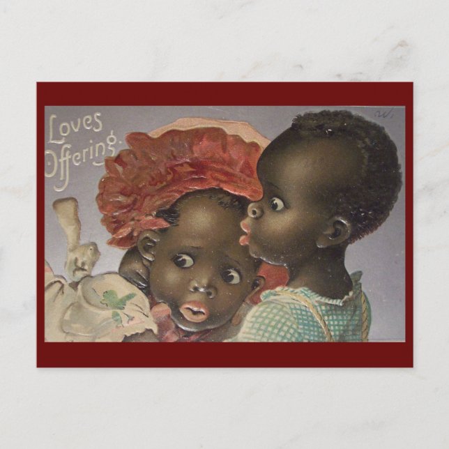 Vintage African American Couple Valentine Postcard (Front)