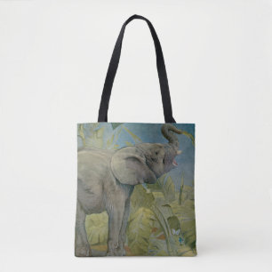 Vintage African Elephant in the Jungle, EJ Detmold Tote Bag