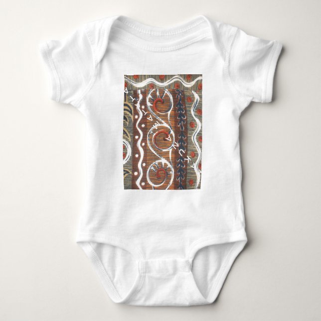 Vintage African Motif Art Print Baby Bodysuit (Front)