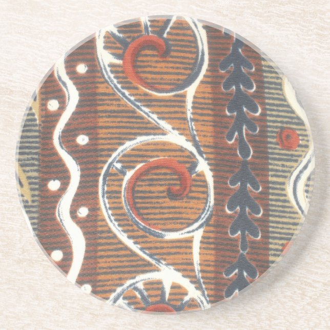 Vintage African Motif Art Print Coaster (Front)