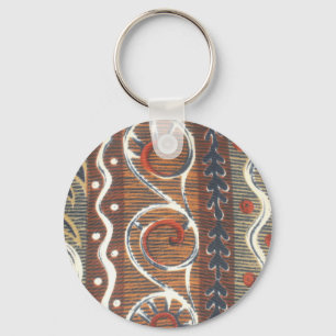 Vintage African Motif Art Print Key Ring