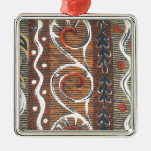 Vintage African Motif Art Print Metal Ornament