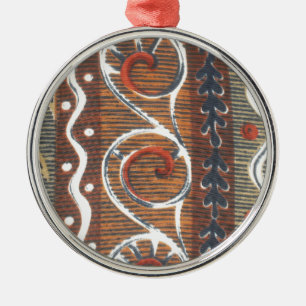 Vintage African Motif Art Print Metal Tree Decoration