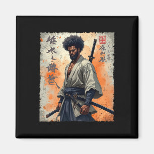 Vintage African Samurai Afro American Bushido Warr Magnet