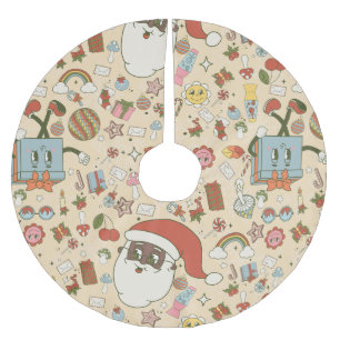 vintage african santa hippie groovy christmas brushed polyester tree skirt