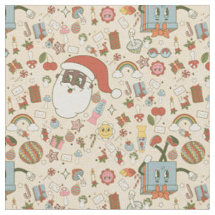 vintage african santa hippie groovy christmas fabric