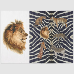 Vintage African Wild Animals Lion Decoupage Art Tissue Paper