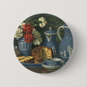 Vintage Afternoon Coffee, Cake, Tea and Flowers 6 Cm Round Badge