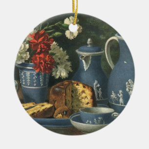 Vintage Afternoon Coffee, Cake, Tea and Flowers Ceramic Ornament