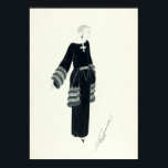 Vintage Afternoon Dress Art Deco Drawing by Erté Poster<br><div class="desc">This is a digitally enhanced print of a vintage pen and ink drawing titled Robe d'après-midi (Afternoon Dress). It was drawn ca. 1922 by Erté for Harpar's Bazaar and features a  female model in long black dress,  three bands of fur on sleeves and hip panels.</div>