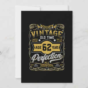 Vintage Aged 62 Years Retro Bday 62nd Birthday Save The Date
