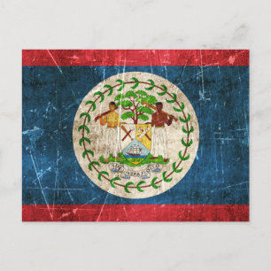 Vintage Aged and Scratched Flag of Belise Postcard