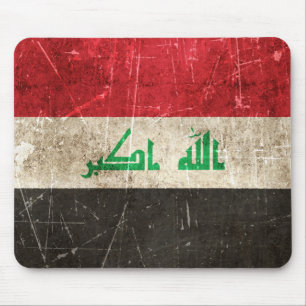 Vintage Aged and Scratched Flag of Iraq Mouse Pad