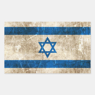 Vintage Aged and Scratched Flag of Israel Rectangular Sticker