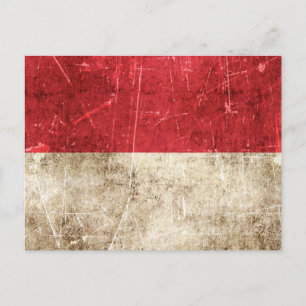 Vintage Aged and Scratched Flag of Monaco Postcard