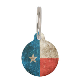 Vintage Aged and Scratched Flag of Texas Pet Tag