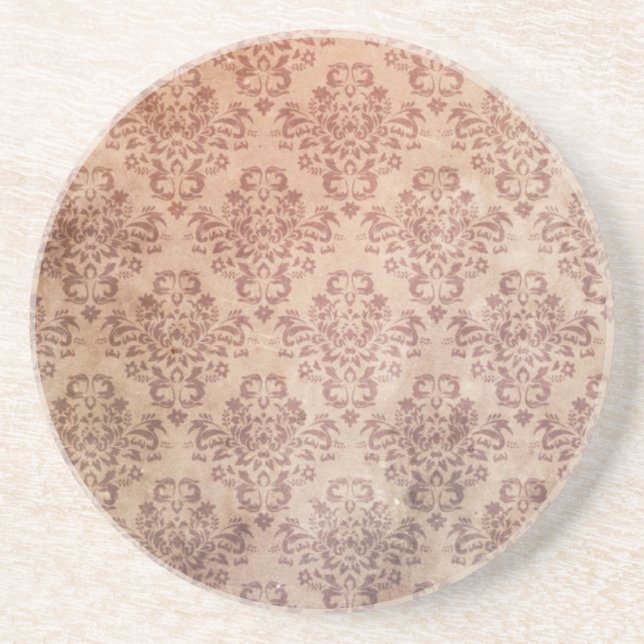 Vintage Aged and Stained Floral Wallpaper Coaster (Front)