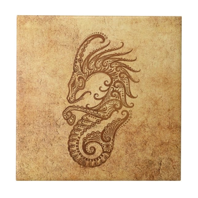 Vintage Aged Capricorn Zodiac Tile (Front)