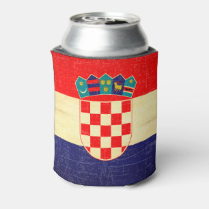 Vintage Aged Croatian Flag Can Cooler