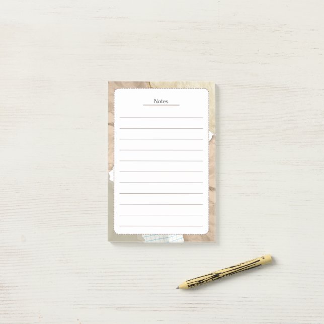 Vintage Aged Paper Scrapbook Notes (On Desk)